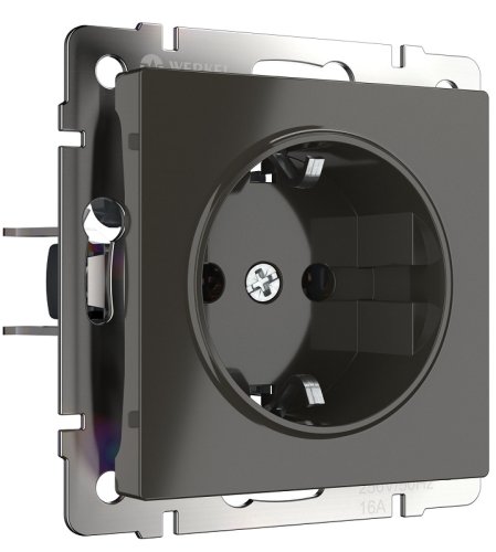 Розетка с заземлением без рамки Werkel 1-м. шторки серо-коричневый глянцевый фото Розетка с заземлением без рамки Werkel 1-м. шторки серо-коричневый глянцевый картинка